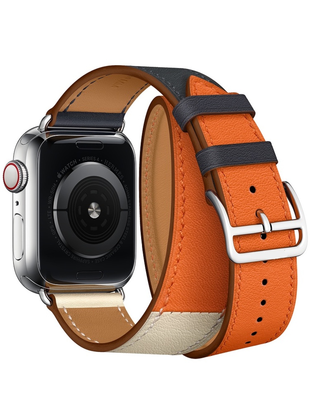 Apple Hermès Watch with Orange Hermès Leather Band and Mint Green Sport Strap - Picture 2 of 3